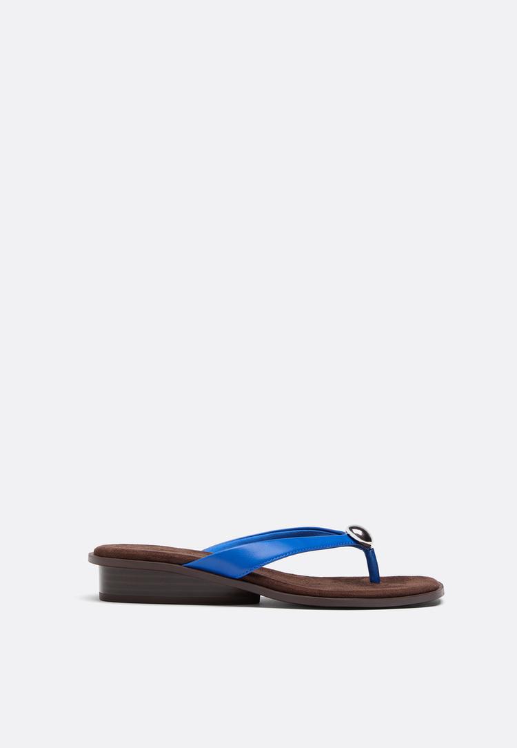 Stradivarius Πέδιλα Με Τακούνι Πλατφόρμας Τύπου Thong Μπλε 37