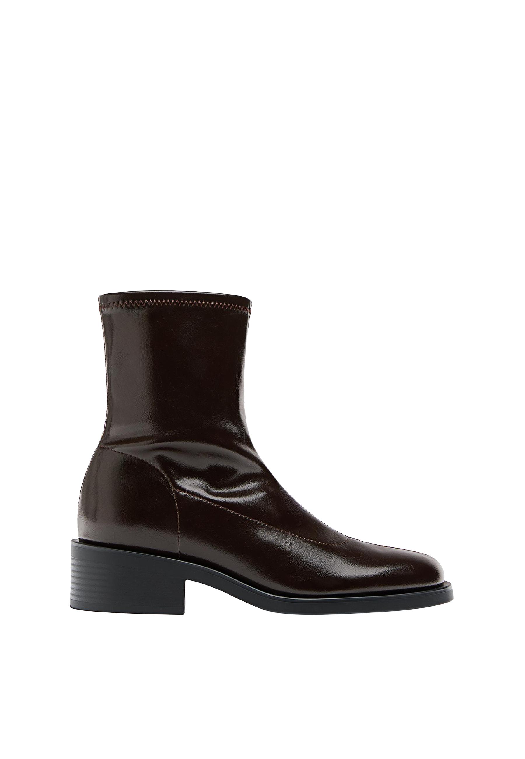 Flat stretch ankle boots — BROWN