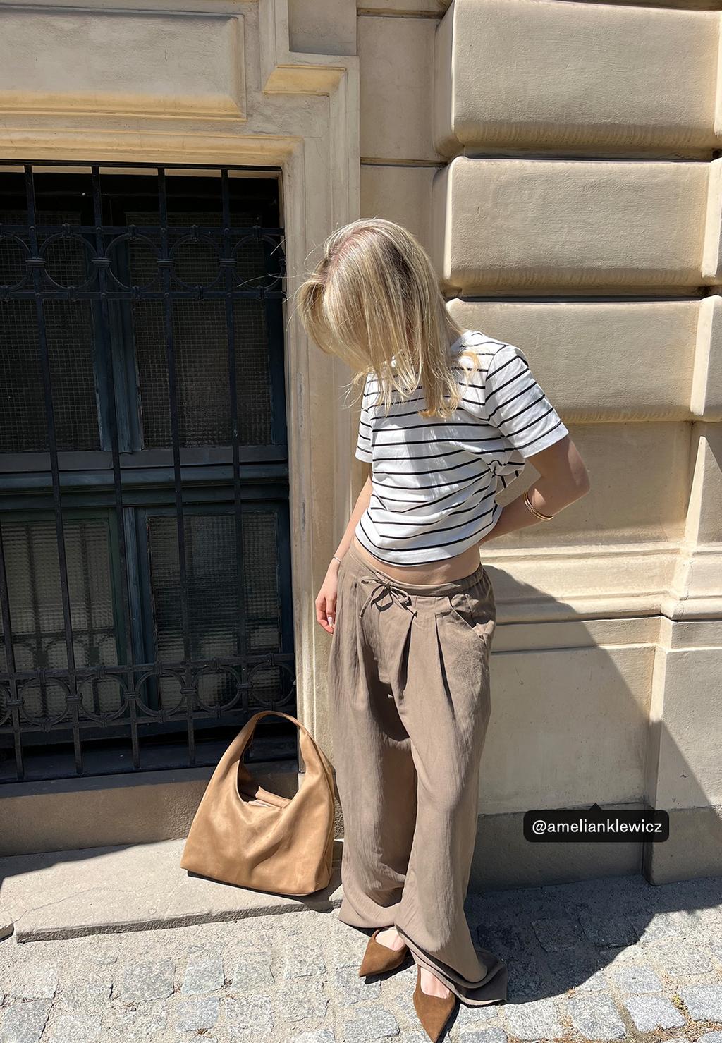 Textured drawstring trousers