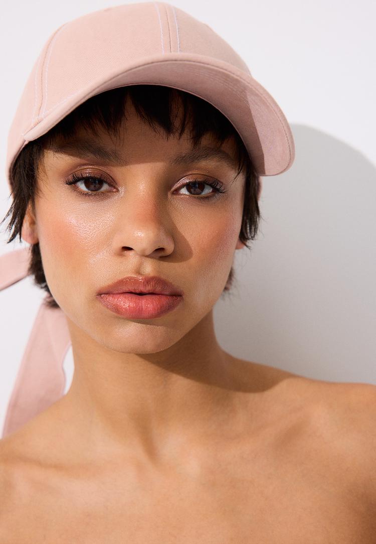 Stradivarius Καπέλο Τζόκεϊ Με Φιόγκο Παστέλ Ροζ Os φωτογραφία