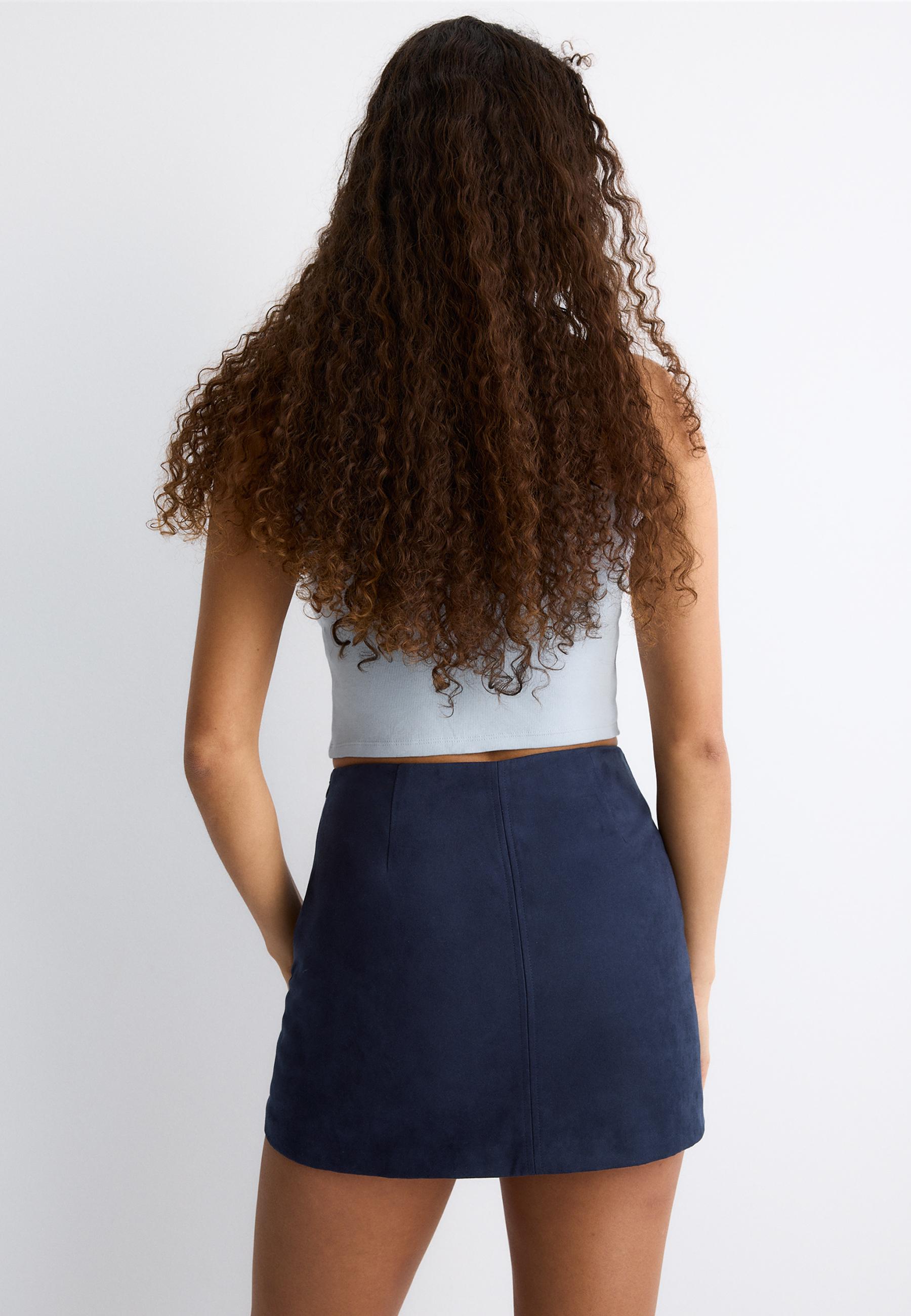 Faux suede mini skort — Navy blue