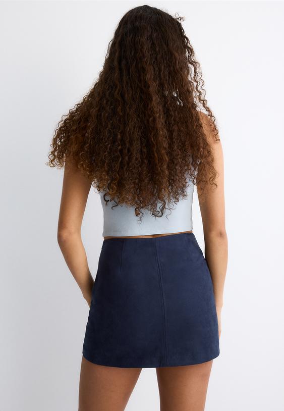 Suni süet mini şort etek - Görsel 6
