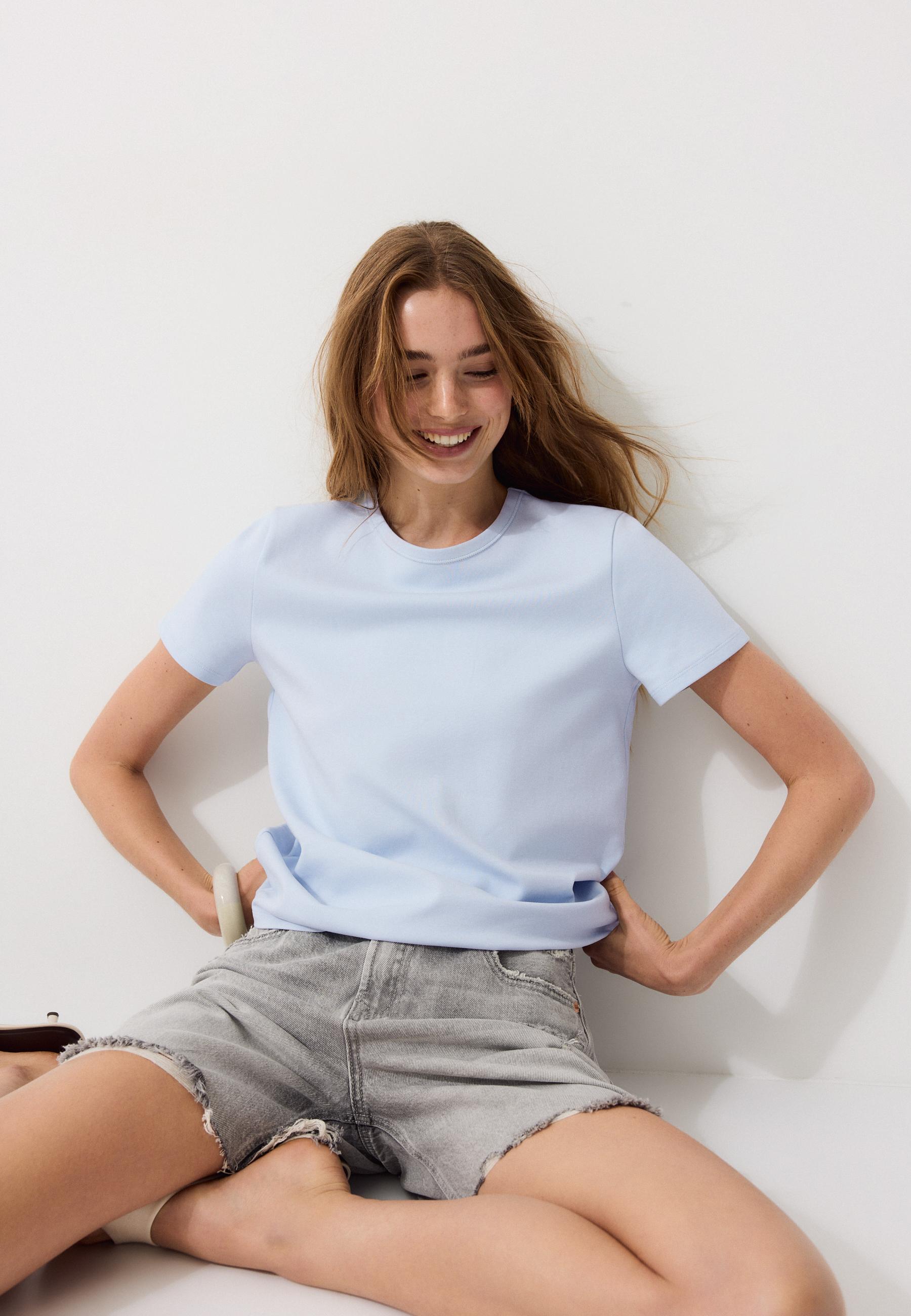 B02 Soft-touch regular basic T-shirt — Sky blue