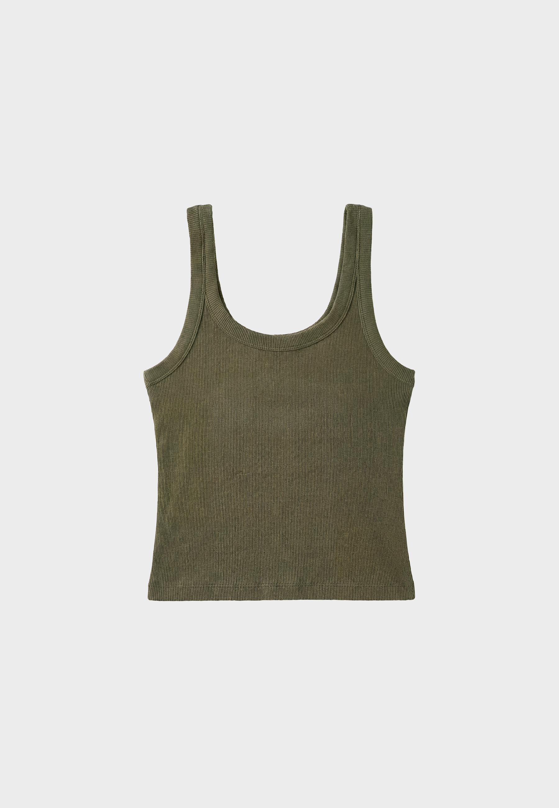 Slogan racerback top — Khaki