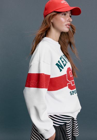 Regular-fit cotton blend sweatshirt with positional print — Red 6