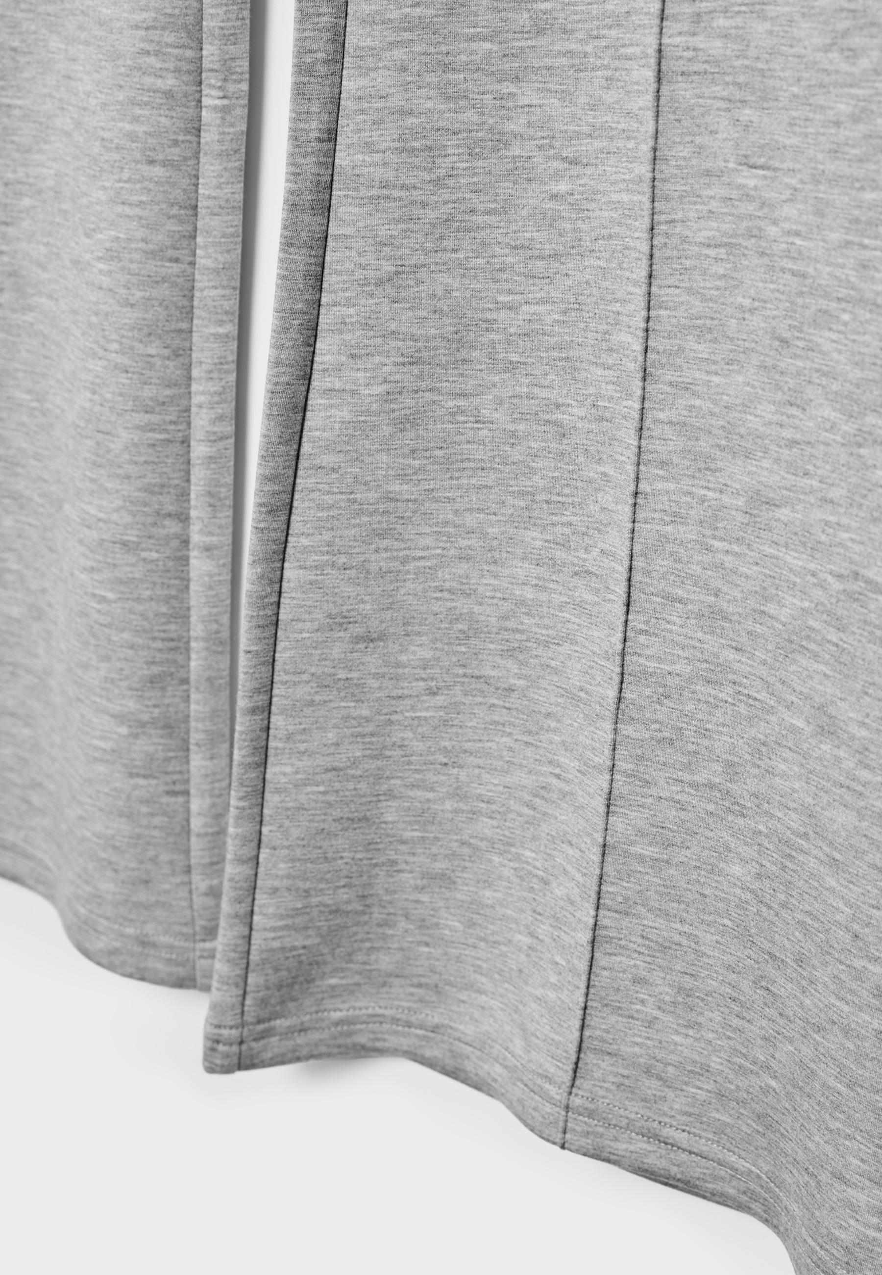 Soft-touch bell bottom trousers with front seam detail — Grey melange