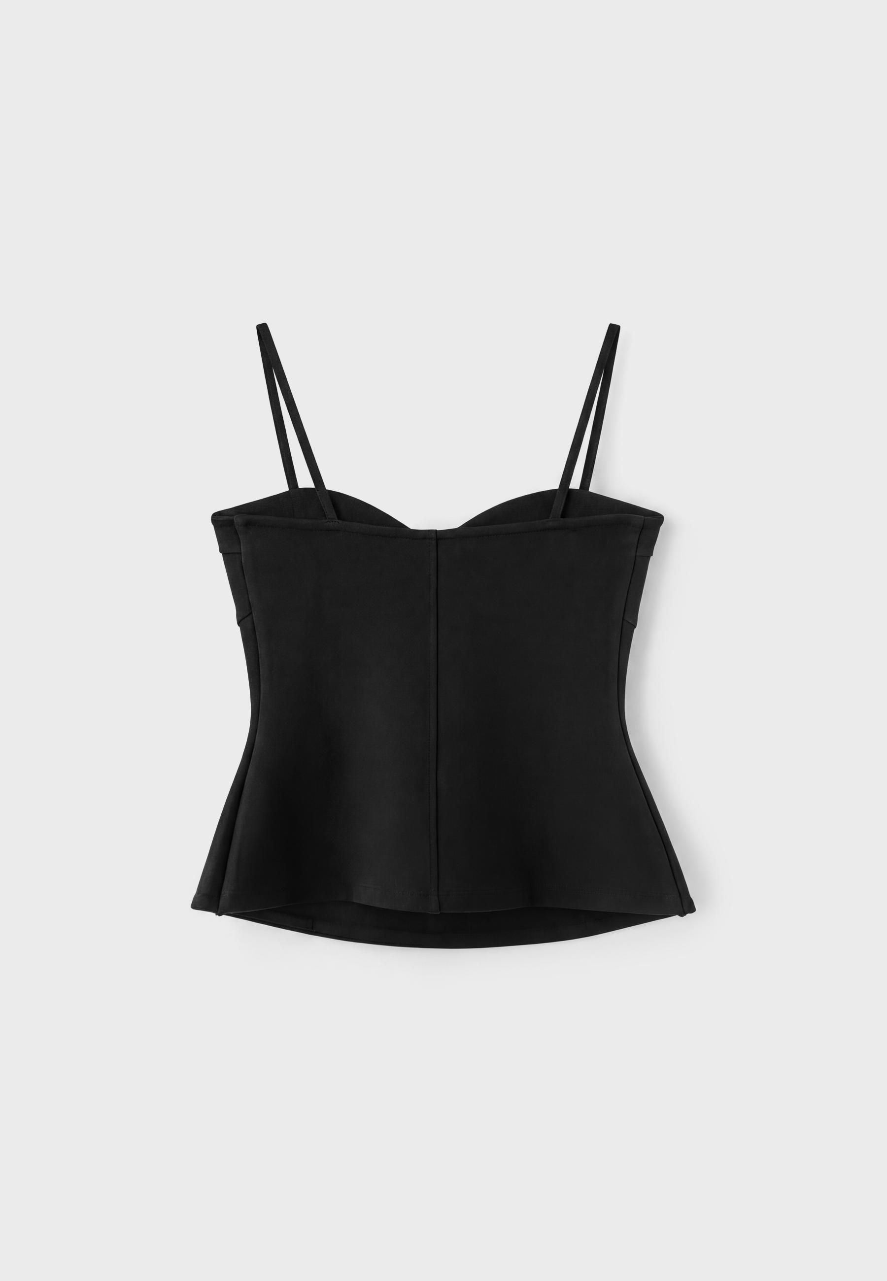 Fitted sweetheart neckline top — Black