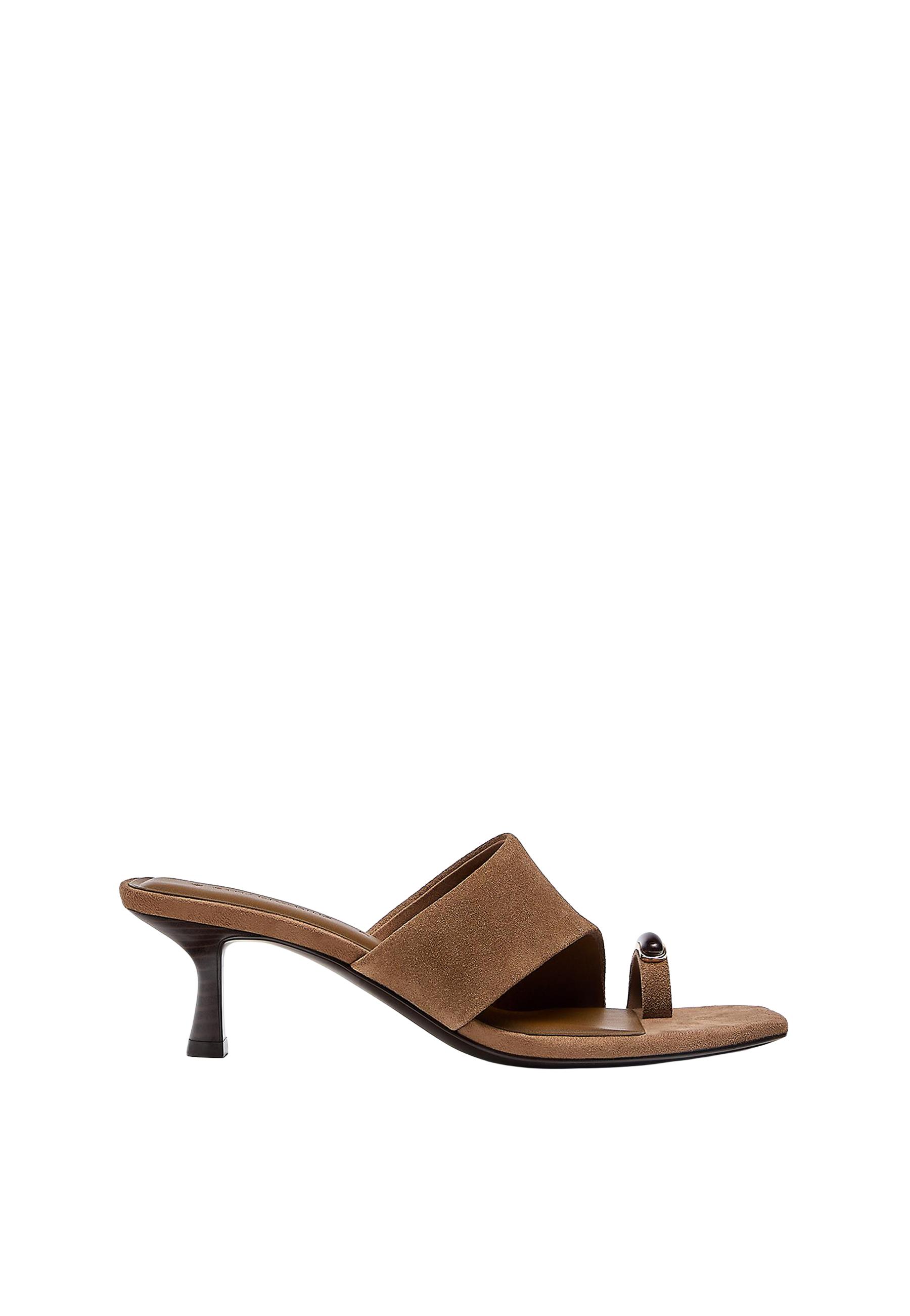 Kitten heel leather sandals — BROWN