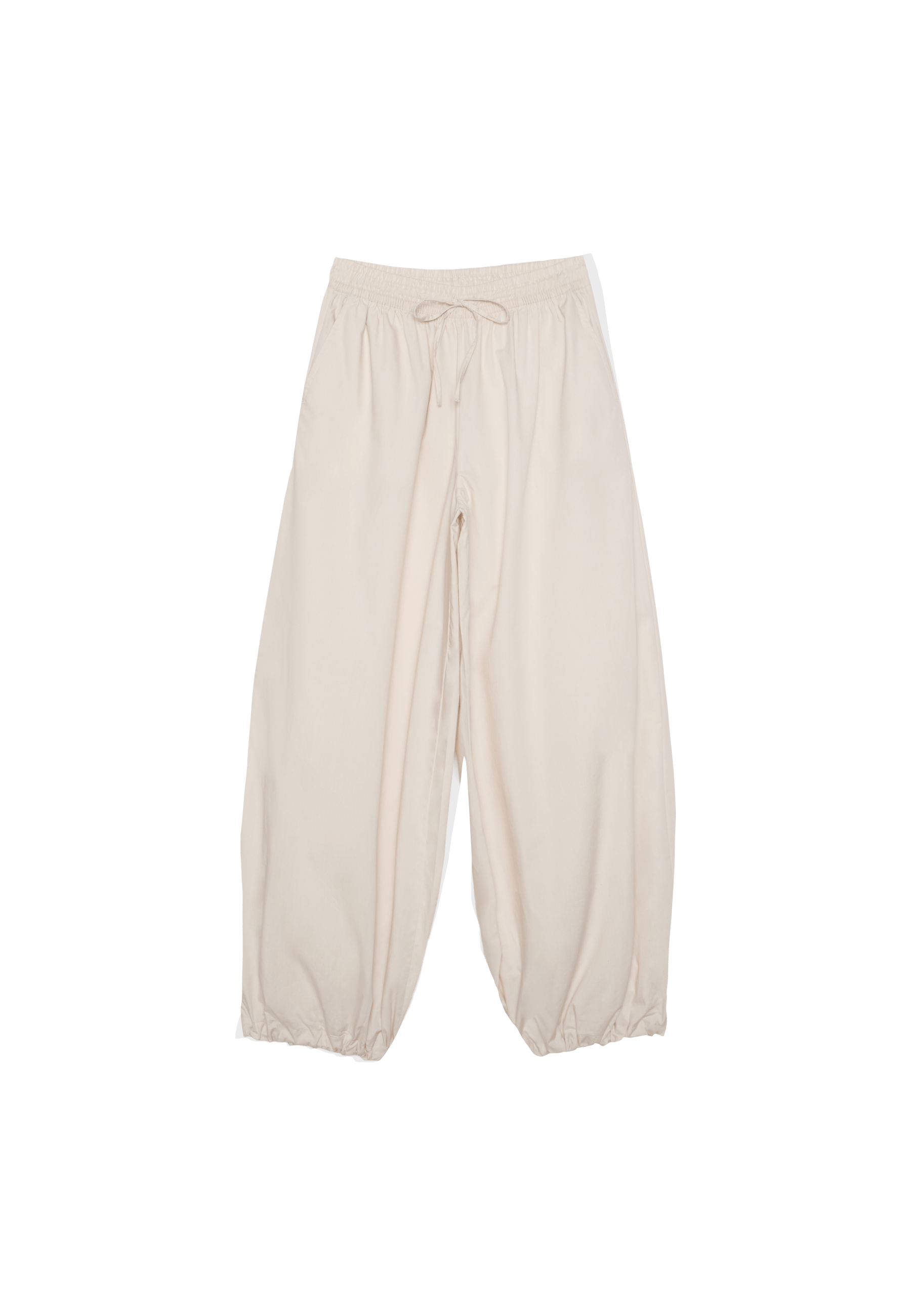 Balloon poplin trousers with stoppers — Stone