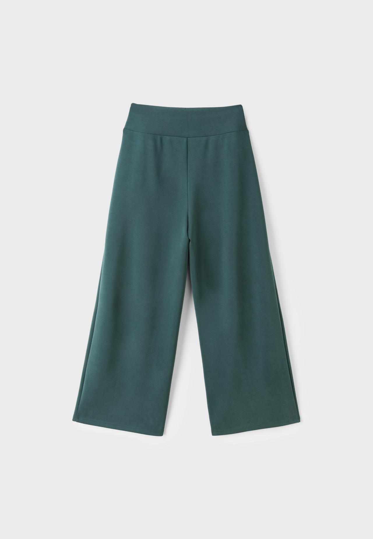 Soft-touch wide-leg pleated trousers — Khaki