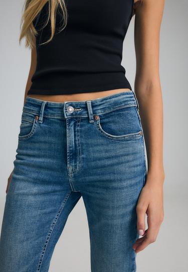 D74 bell bottom jeans with split — OVERDYED BLUE DENIM 4