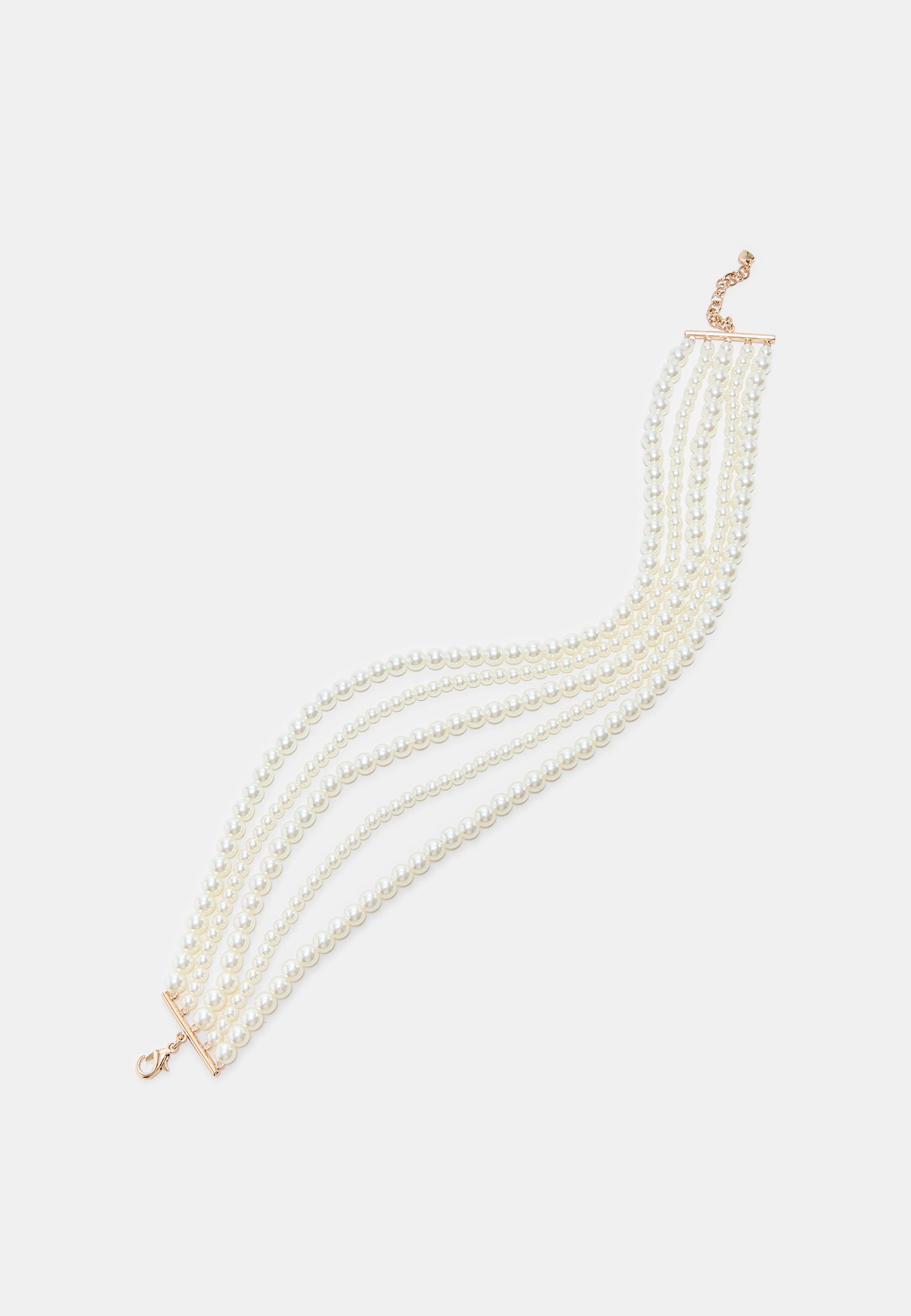 Faux pearl choker — Gold