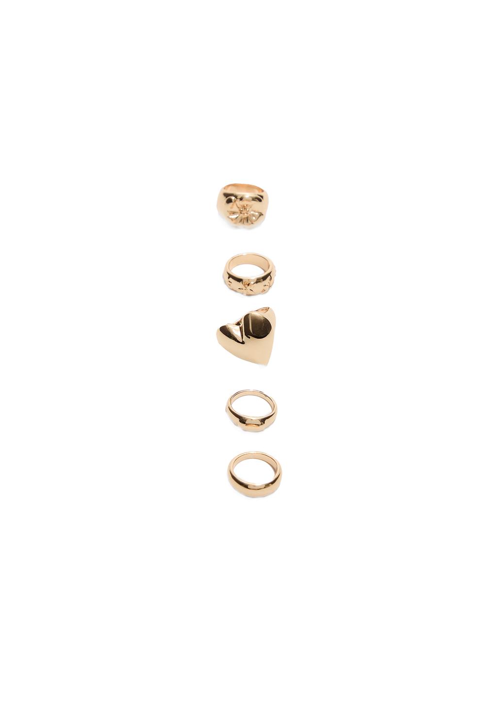 Set 5 anillos flor y corazón