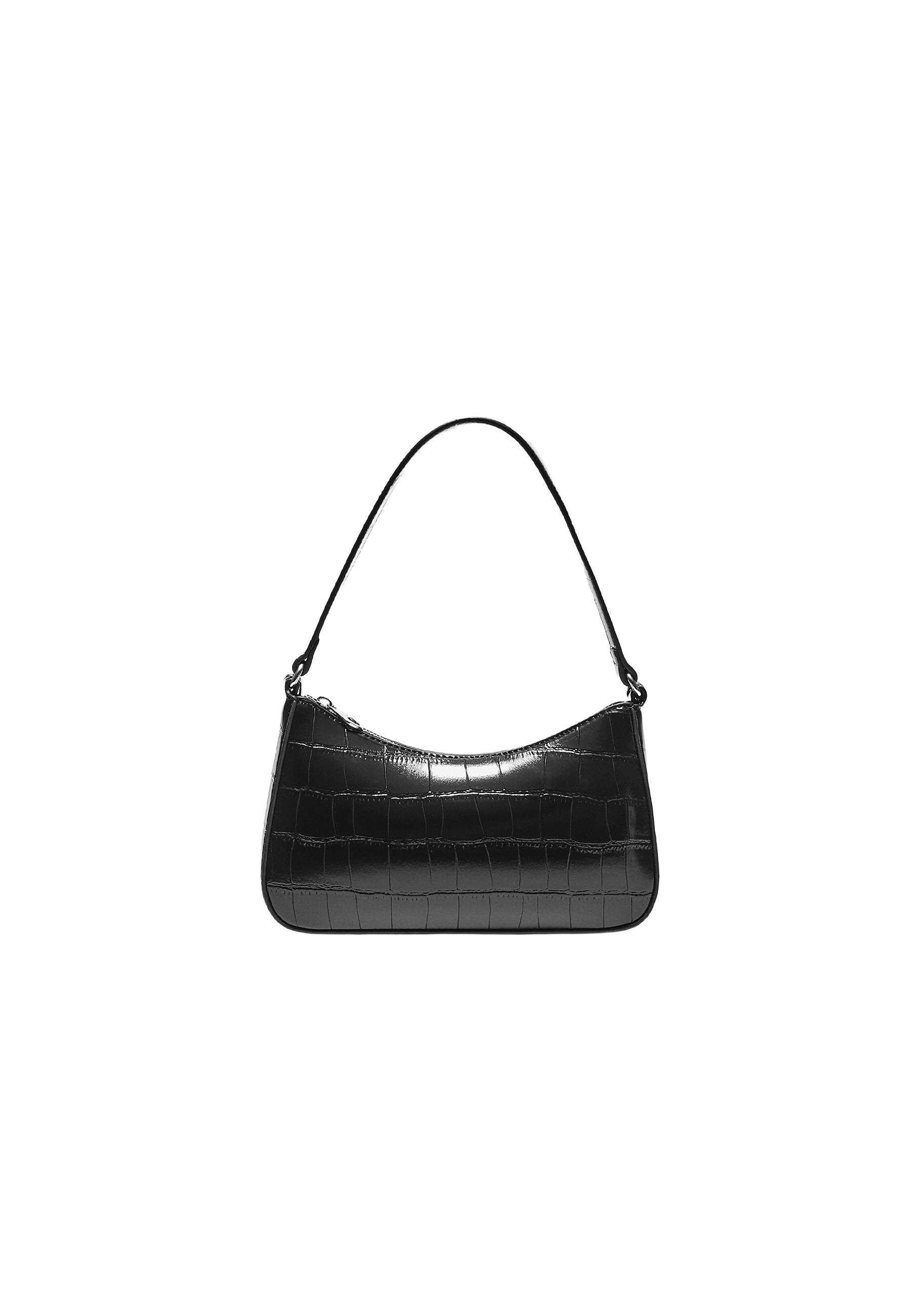 Shoulder bag with coconut effect chain — Black