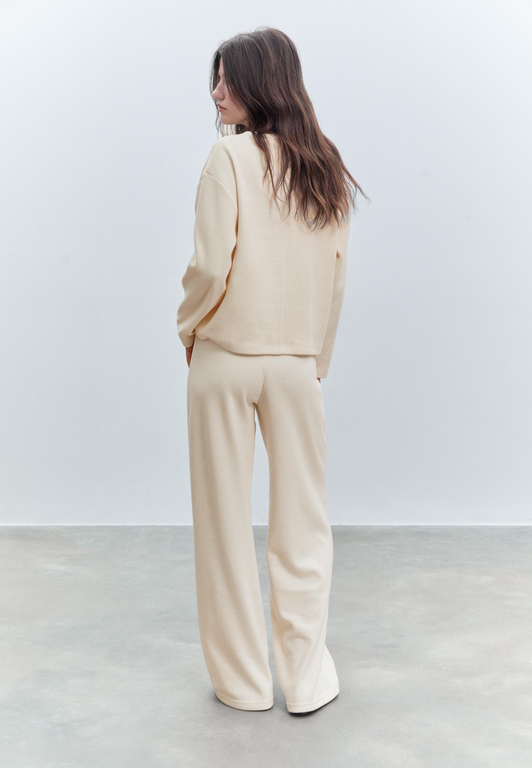 Knit trousers with seam detail — Ecru