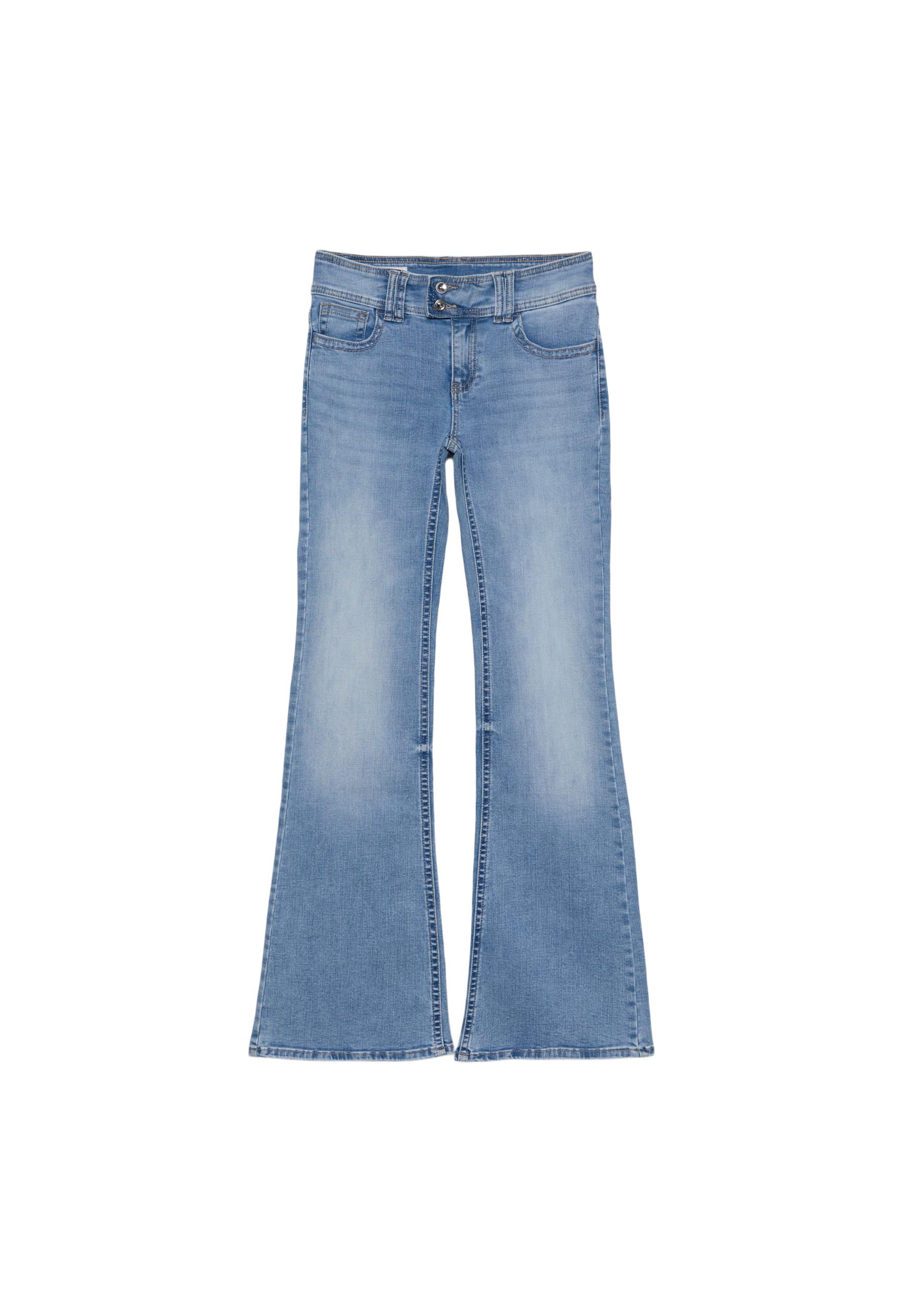 Embroidered bell bottom jeans — MEDIUM LIGHT BLUE DENIM