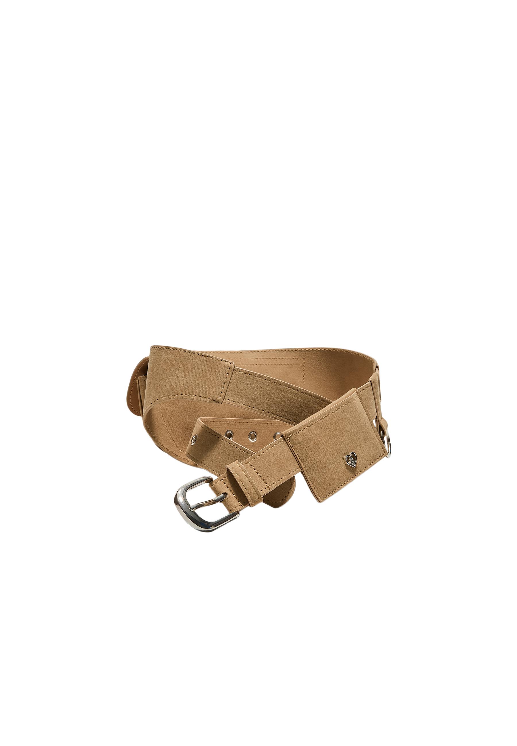 Faux suede studded belt bag — Beige (alternate view)