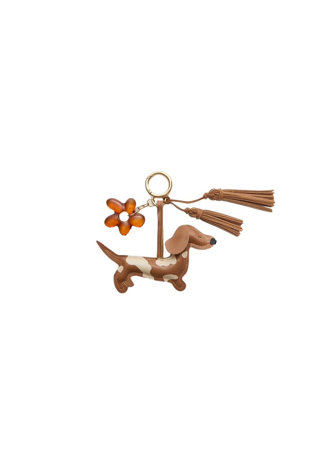 Llavero charm perro y flor