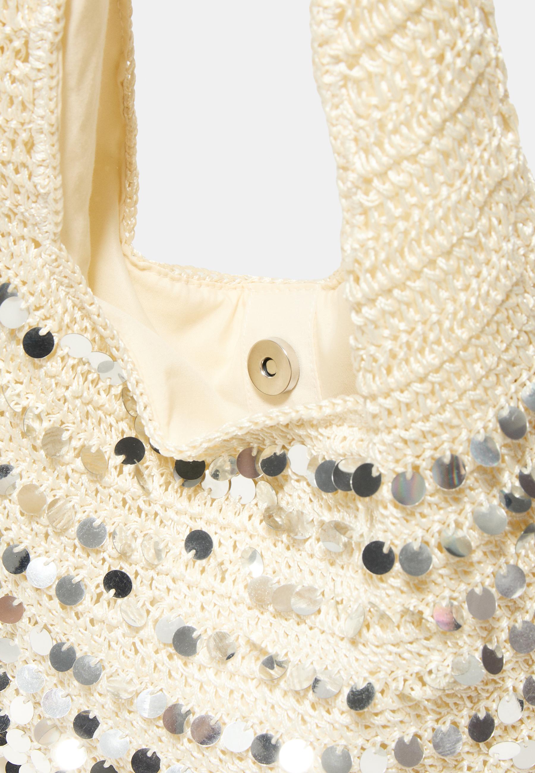 Sequin shoulder bag — Ecru