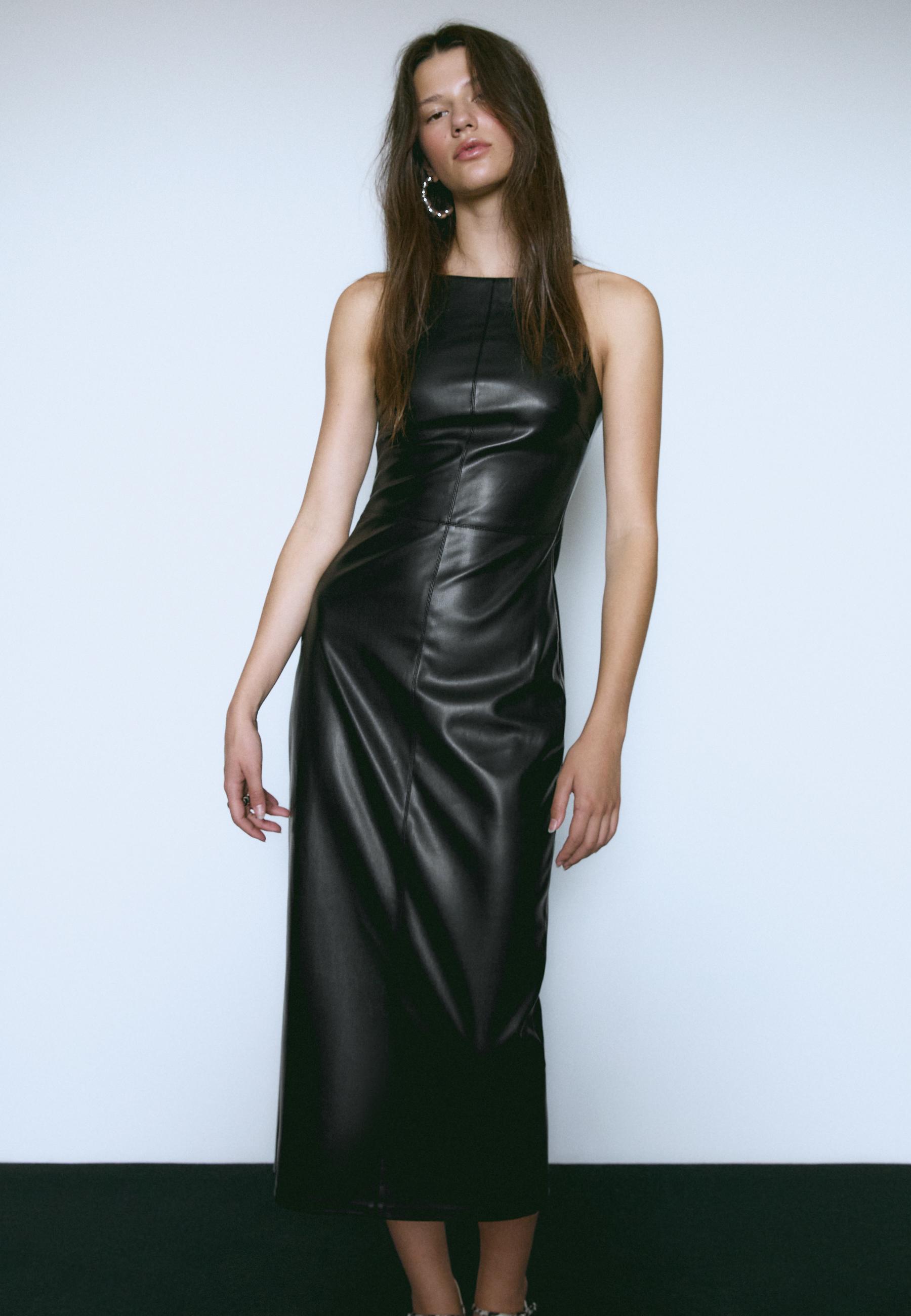 Faux leather midi dress - Women's Maxi | Stradivarius Romania