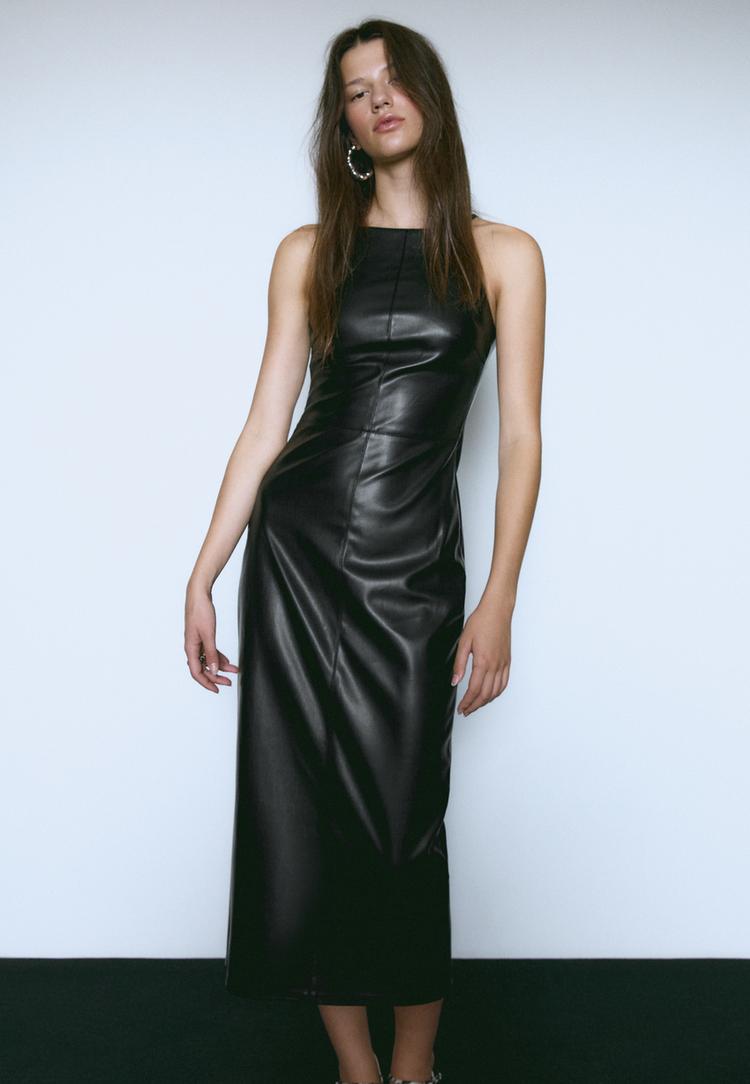 vestido midi efecto piel