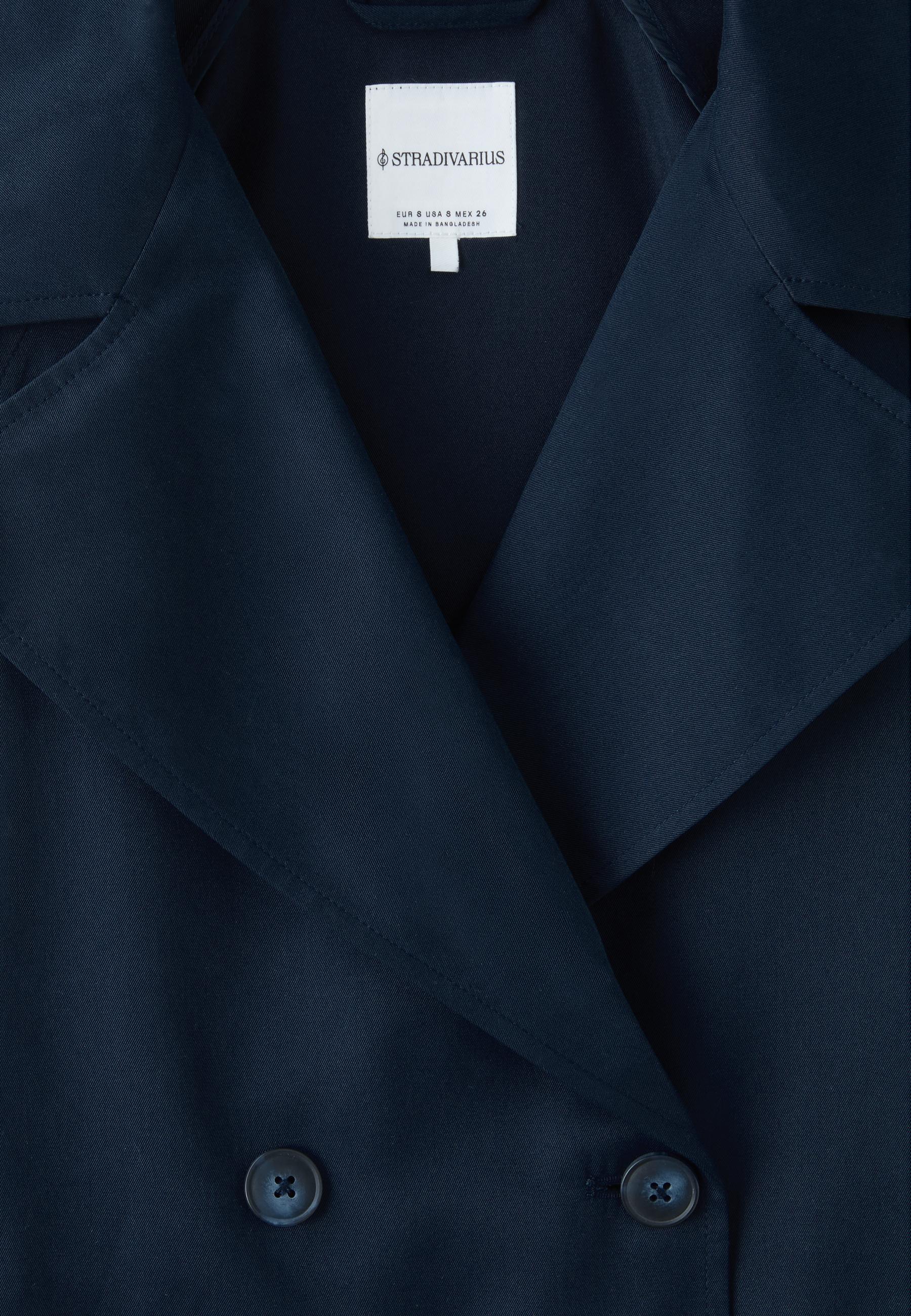 Short flowing belted trench coat — Blue