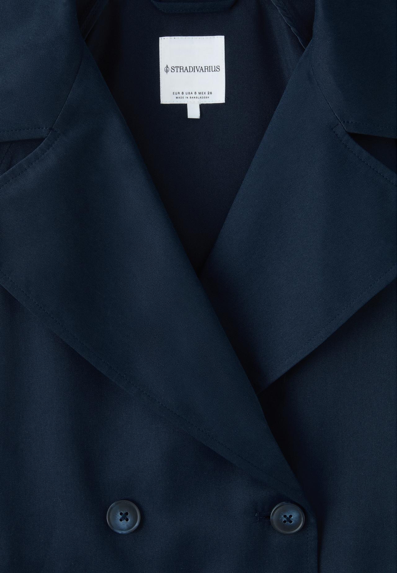 Short flowing trench coat with belt — Blue