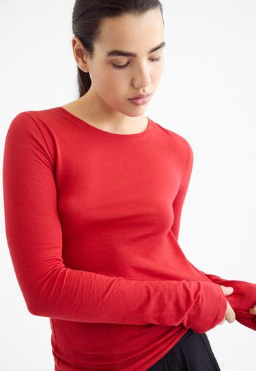 Supima® cotton long sleeve T-shirt — Dark red 3