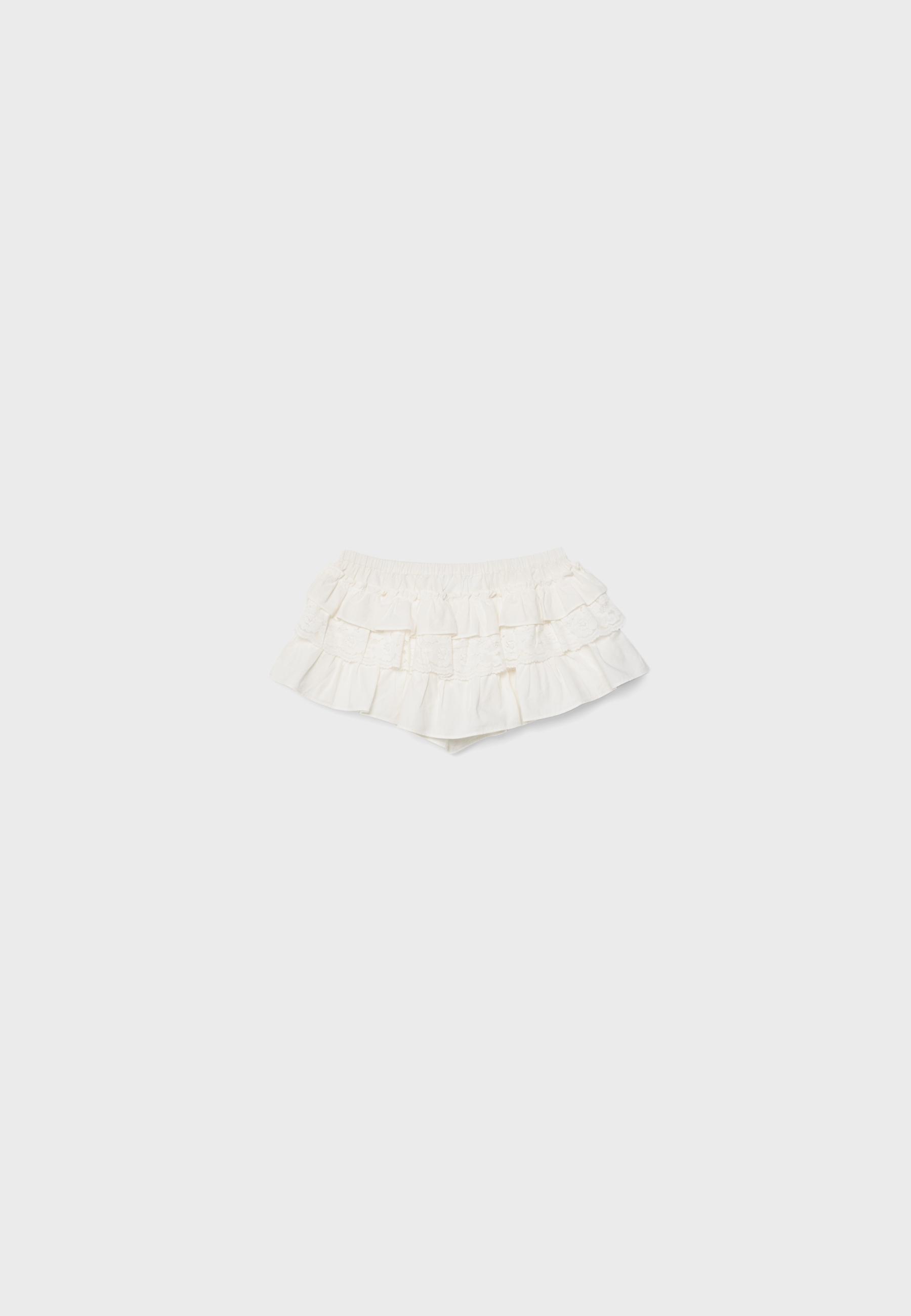 Ruffled mini shorts — White