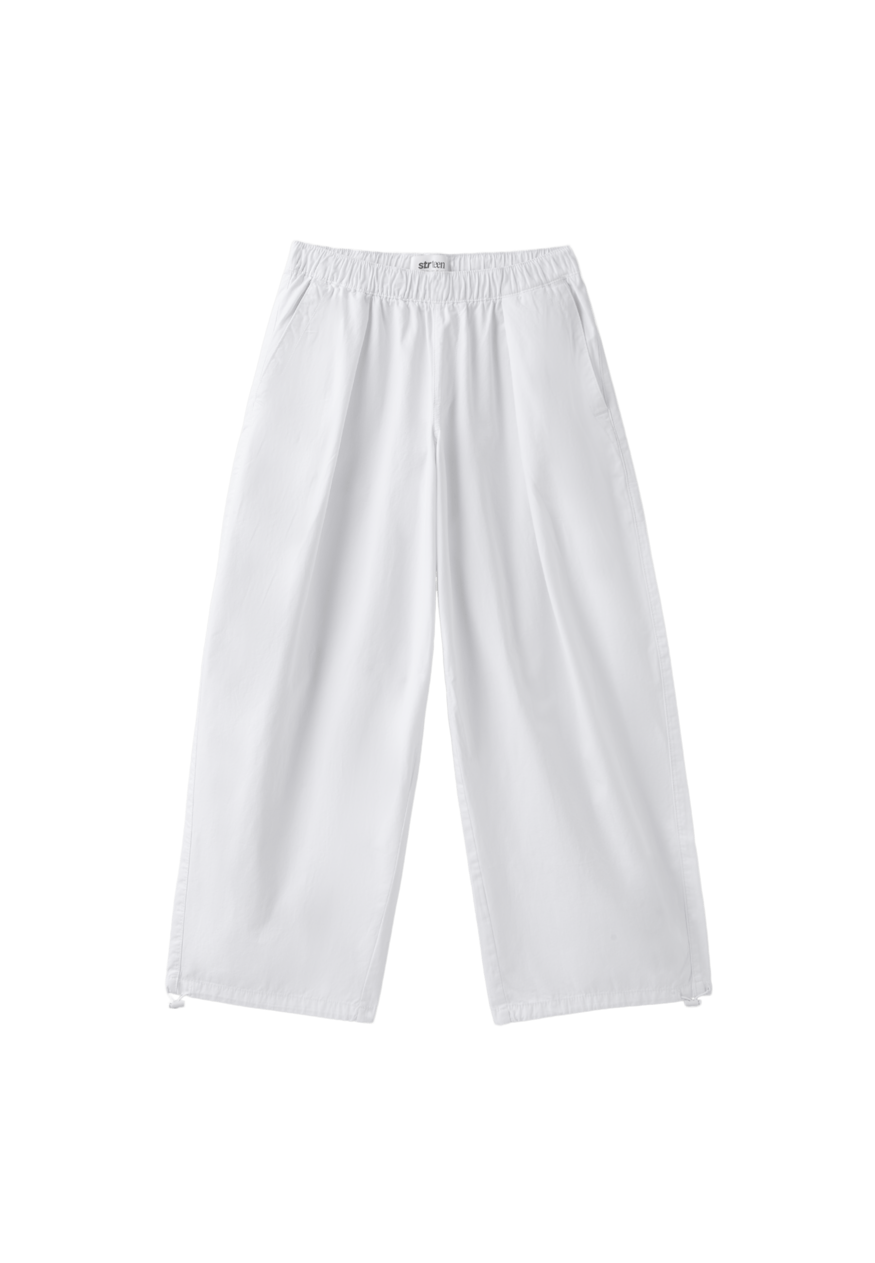 Barrel poplin trousers with stoppers — White