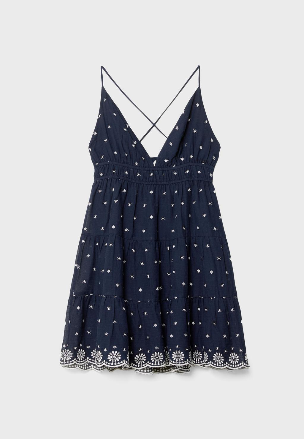 Robe fluide courte brodée