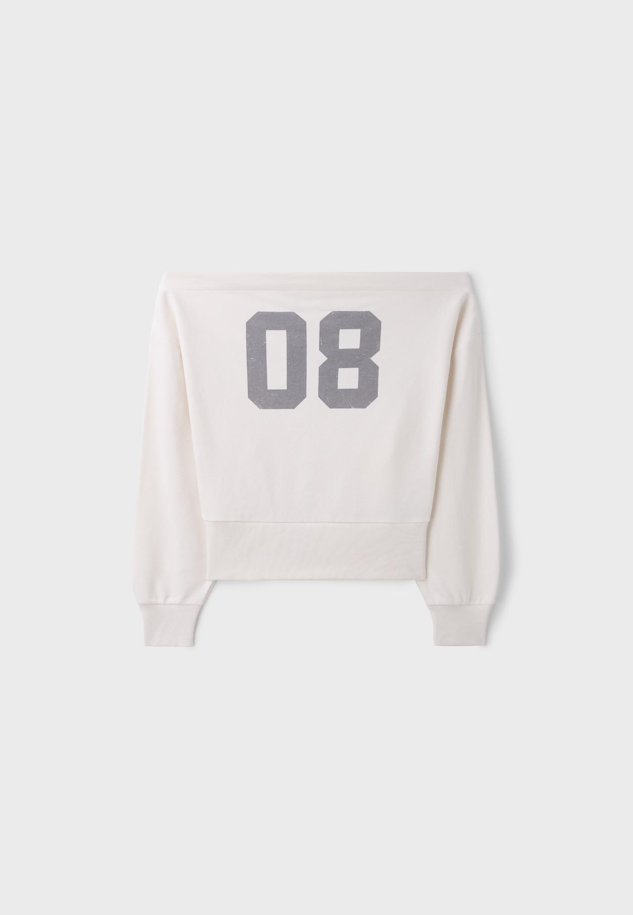Cropped boat neck sweatshirt — Ecru