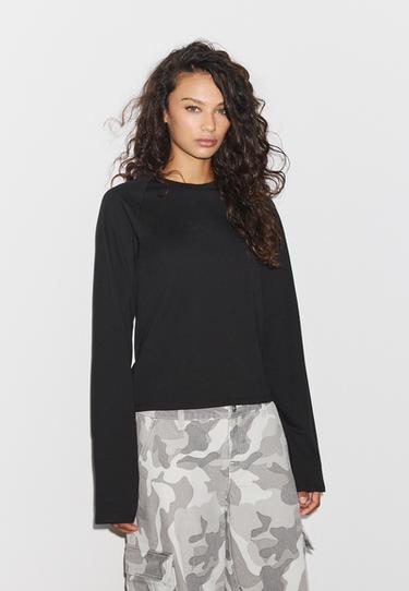 Long sleeve round neck T-shirt — Black 3
