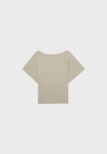 Short sleeve boat neck T-shirt — Brown 7