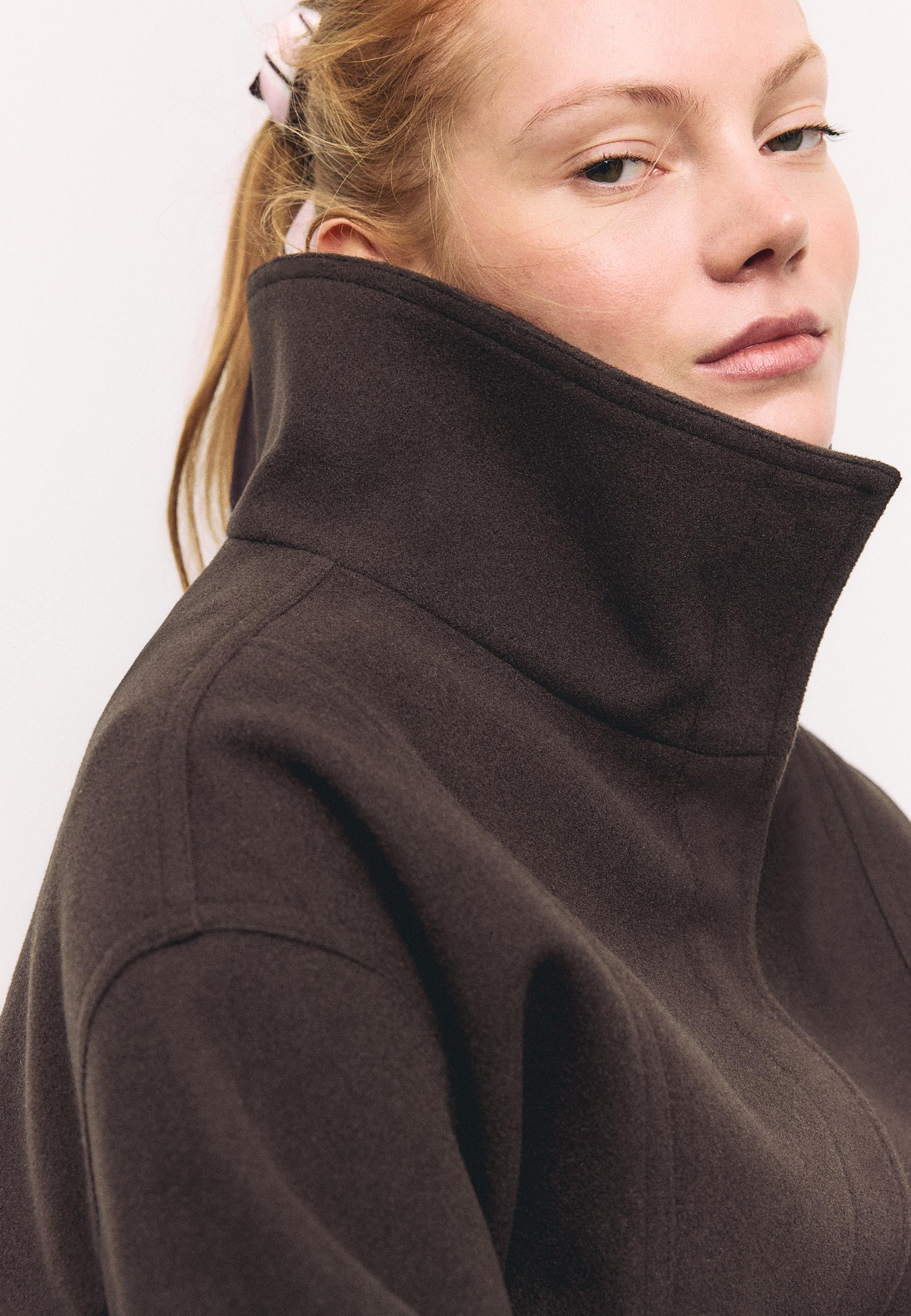 Oversize soft-touch bomber jacket — Brown