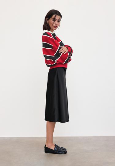 Satin midi skirt — Black 1