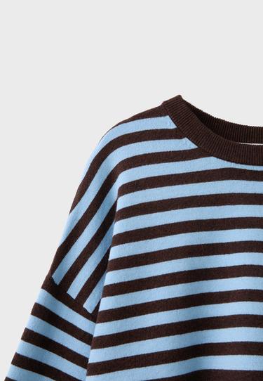 Cropped wide sleeve knit jumper — Brown 7