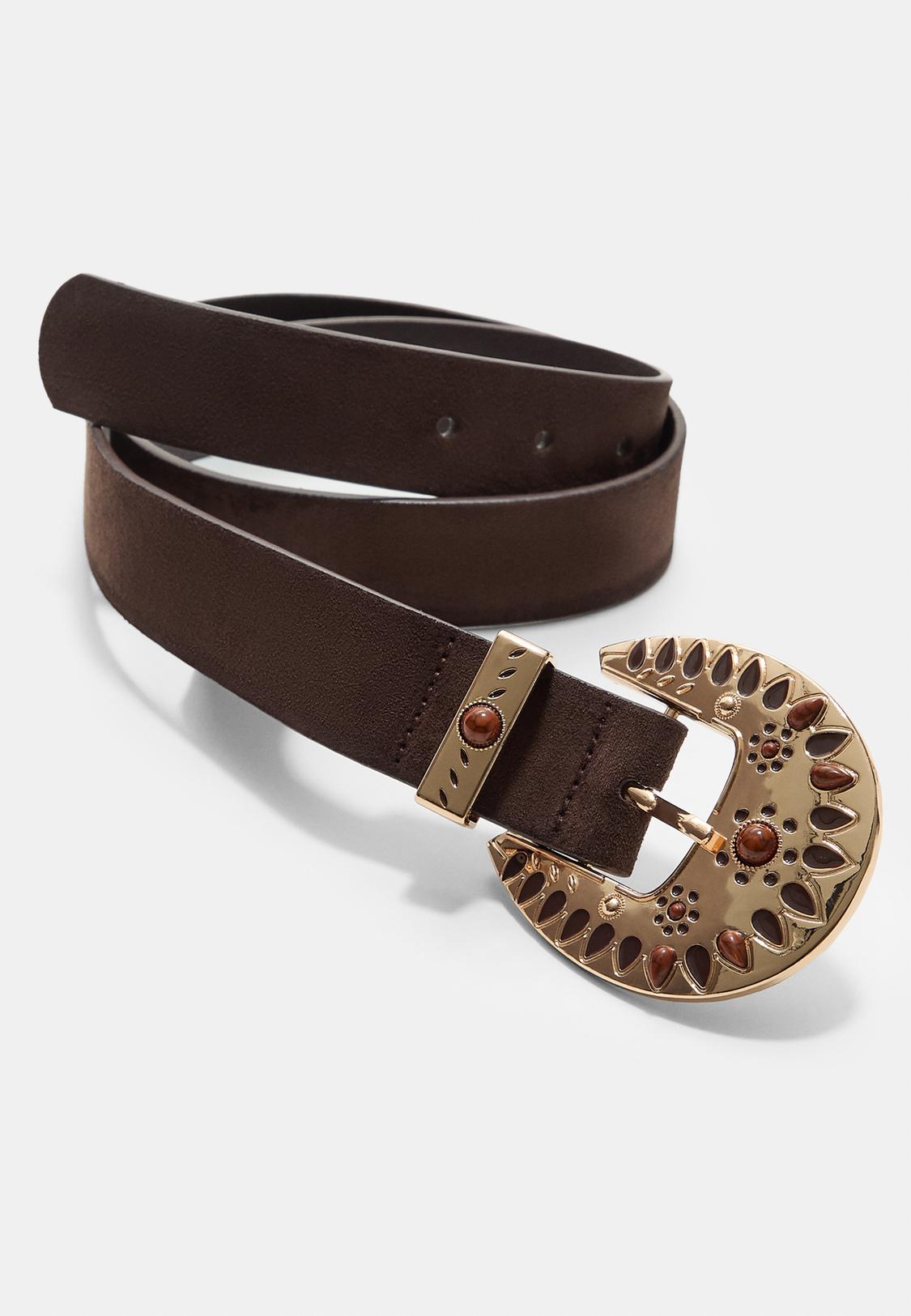 Belt with contrast buckle Women's fashion Stradivarius Qatar