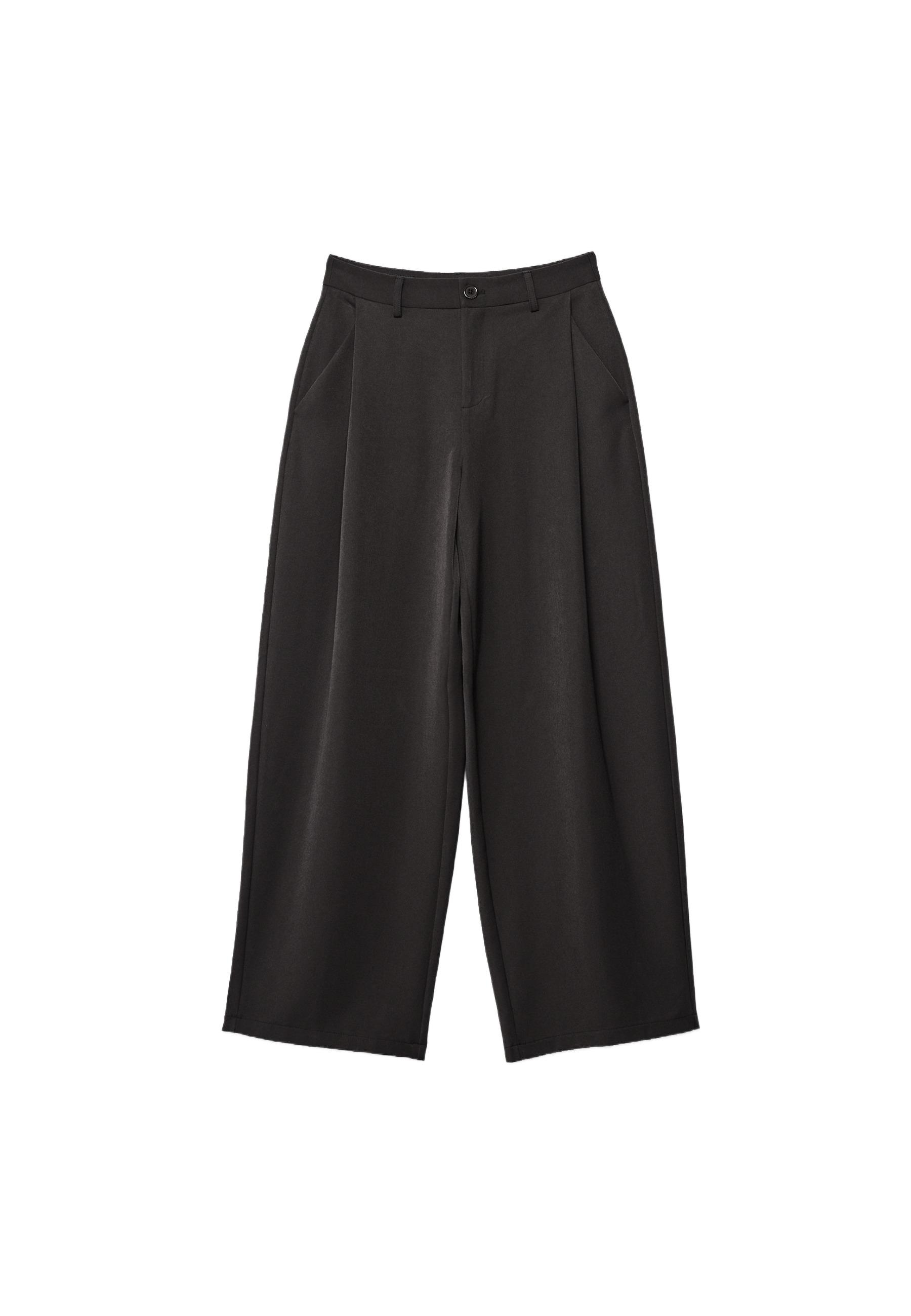 Barrel smart trousers with darts — Brown