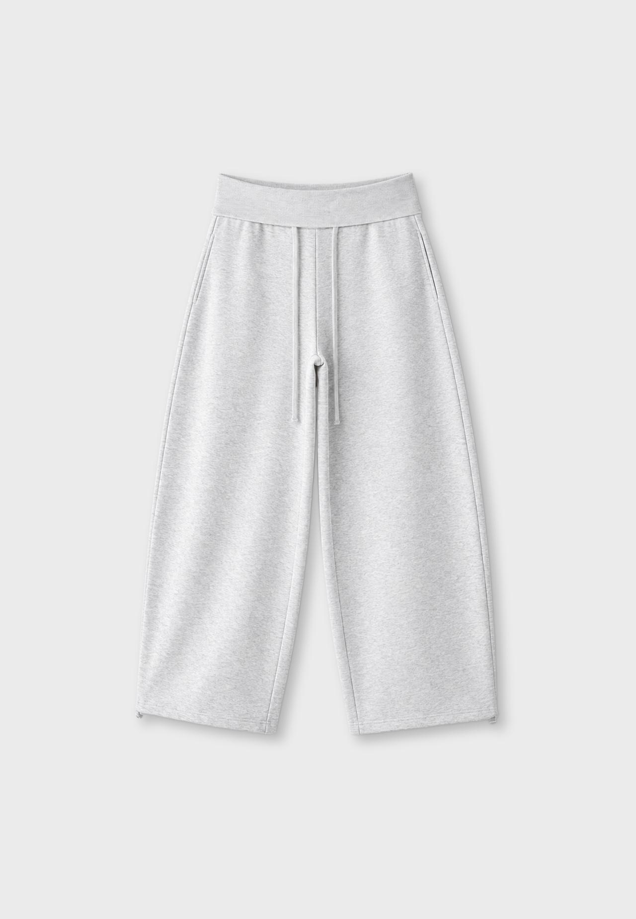 Folded-waist barrel jogger trousers — Grey melange