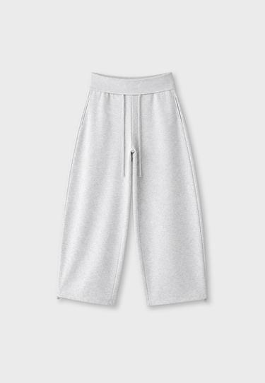 Folded-waist barrel jogger trousers — Grey melange 7