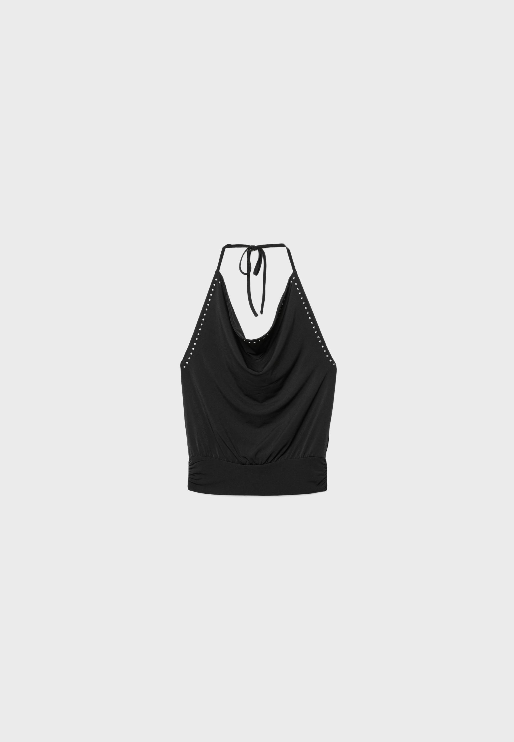 Studded halter top — Black