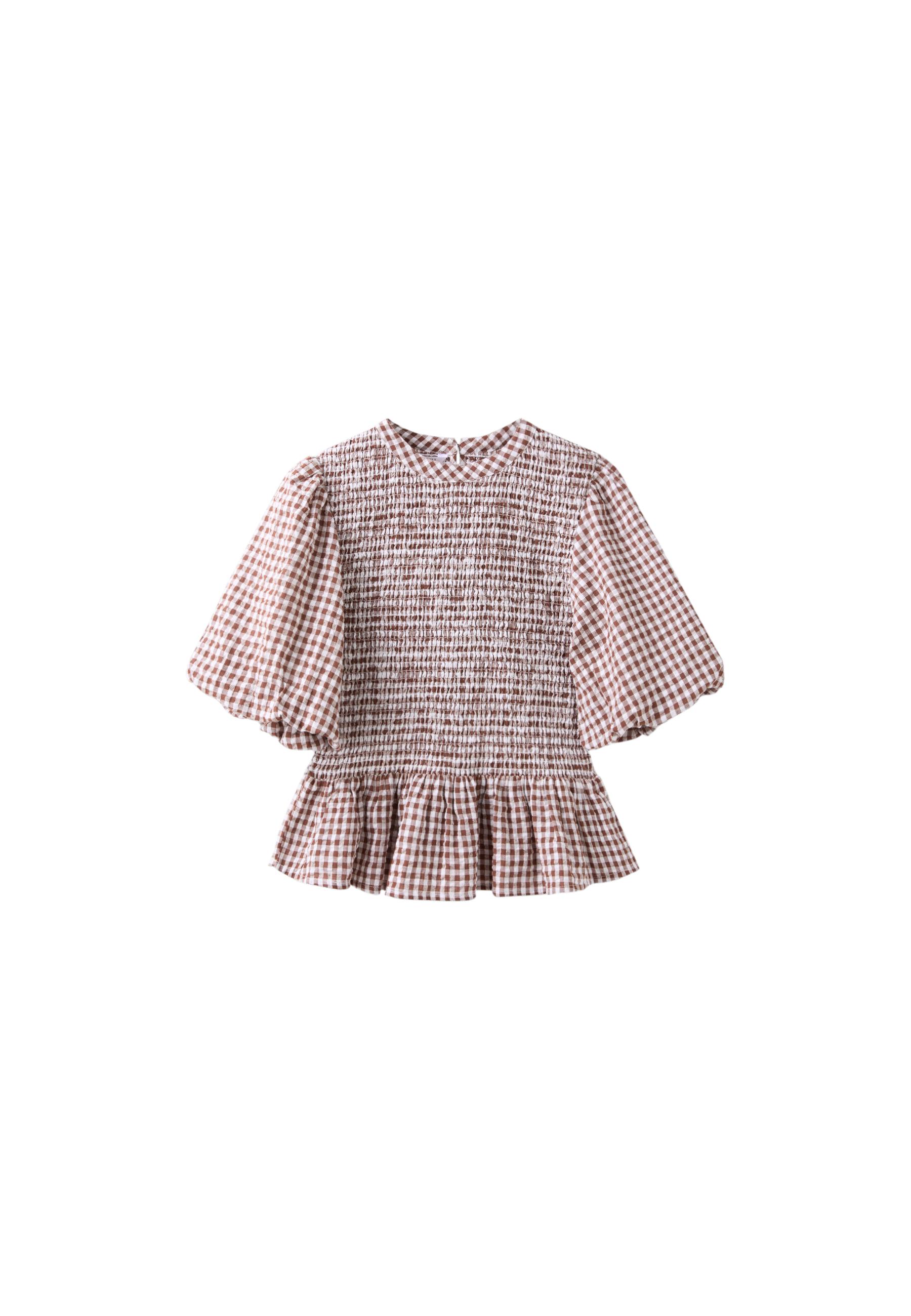 Short sleeve peplum blouse — Brown