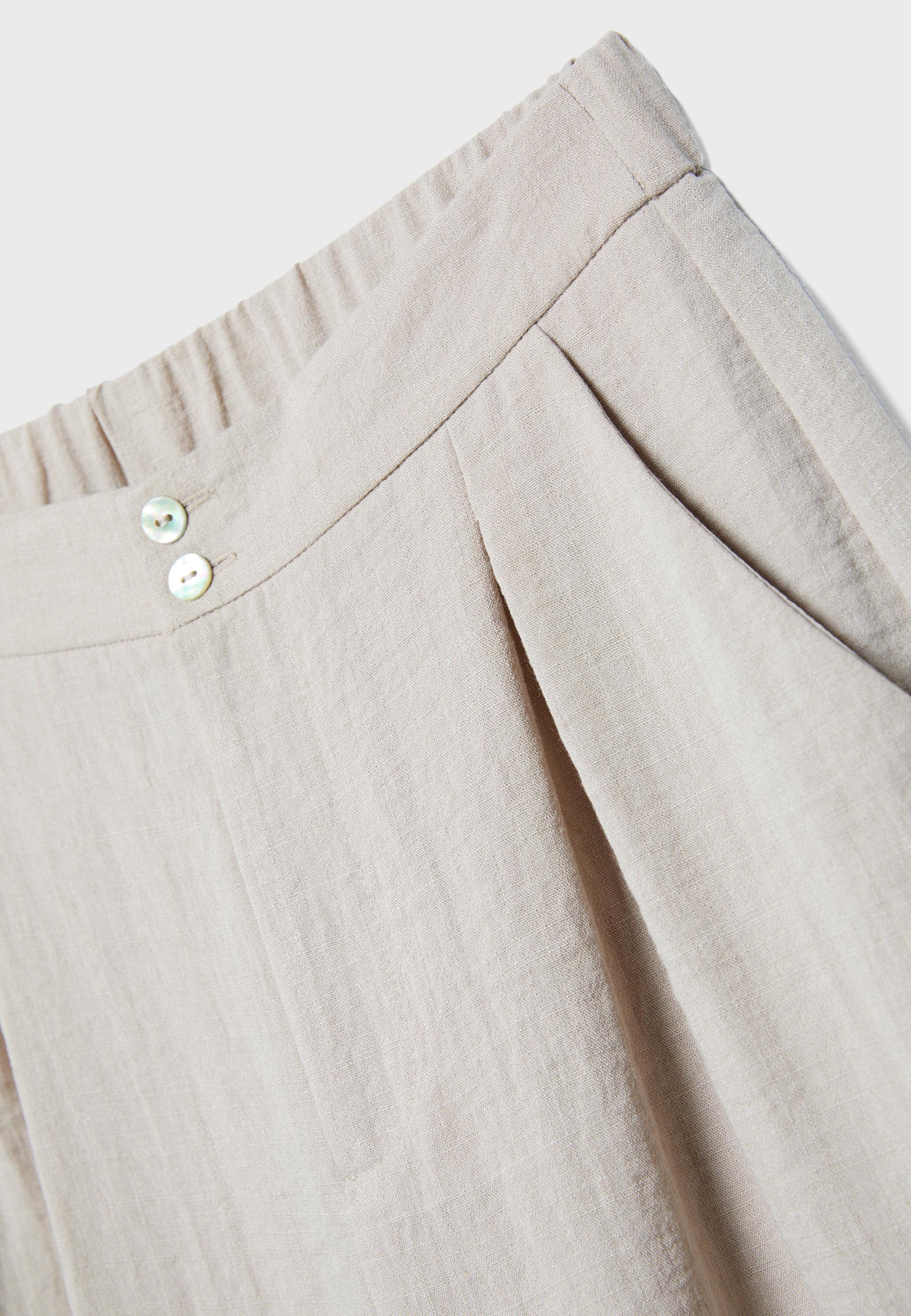 Keten görünümlü culotte pantolon - Görsel 8