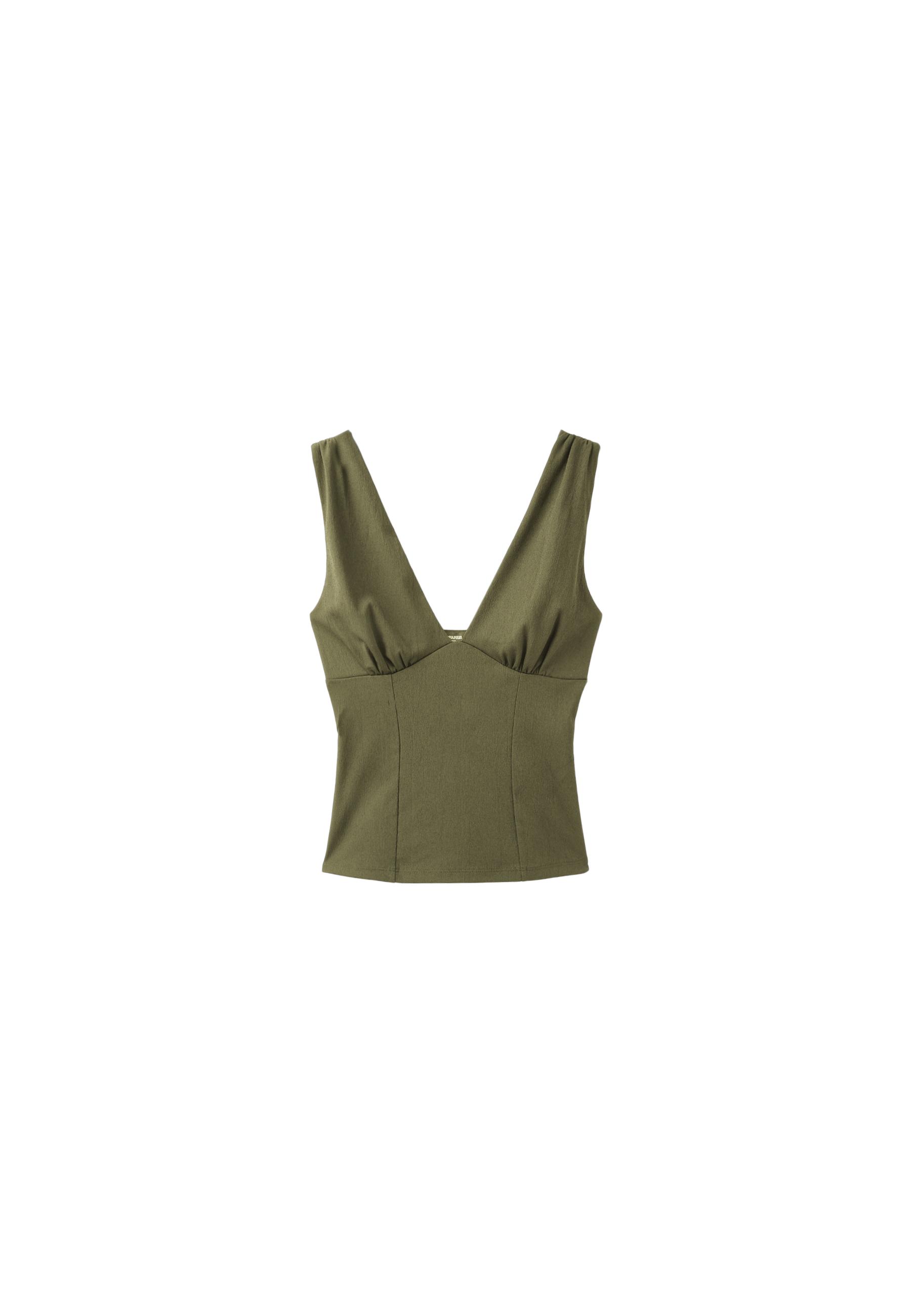 Fitted wide-strap top — Khaki