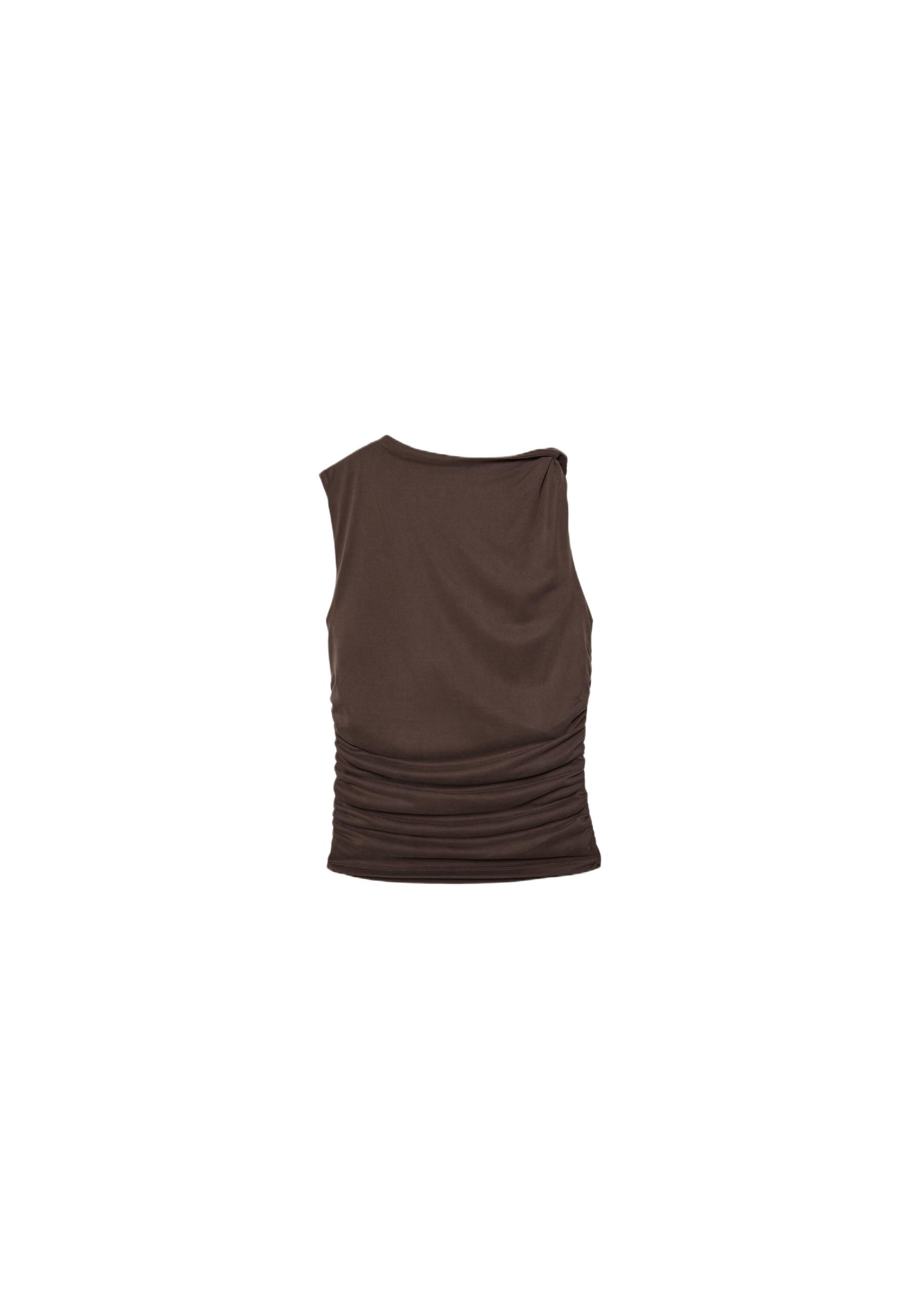 Draped fitted top — Brown
