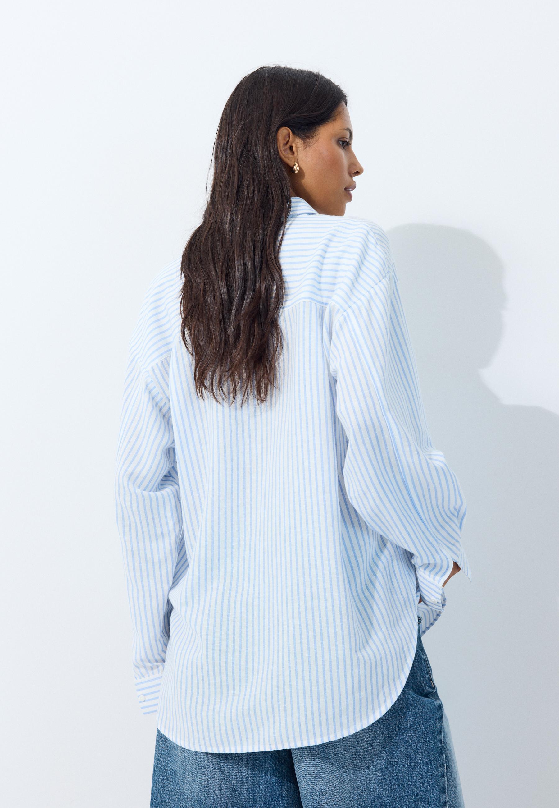 Linen-effect shirt — Sky blue