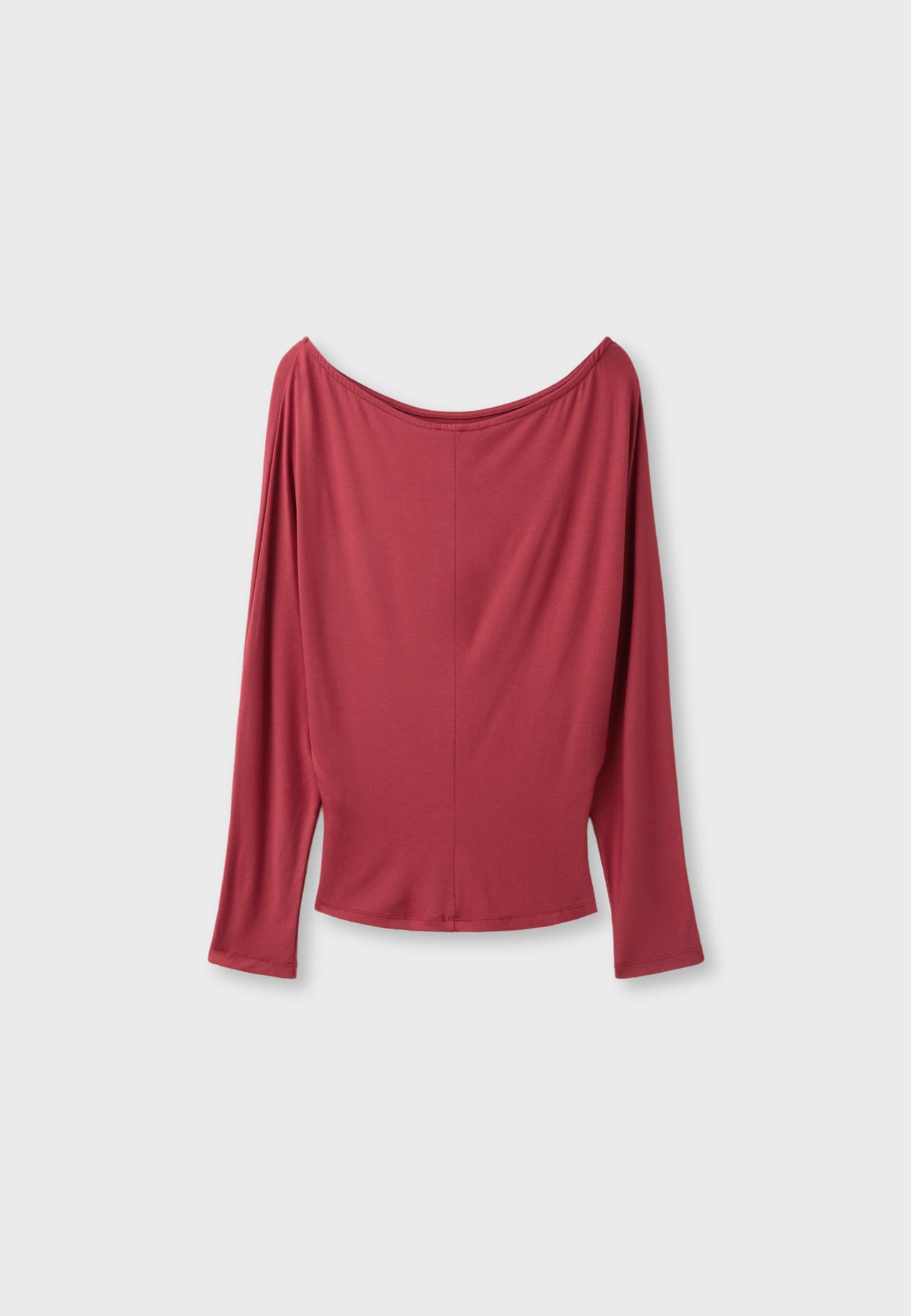 Asymmetric sash-effect top — Dark red