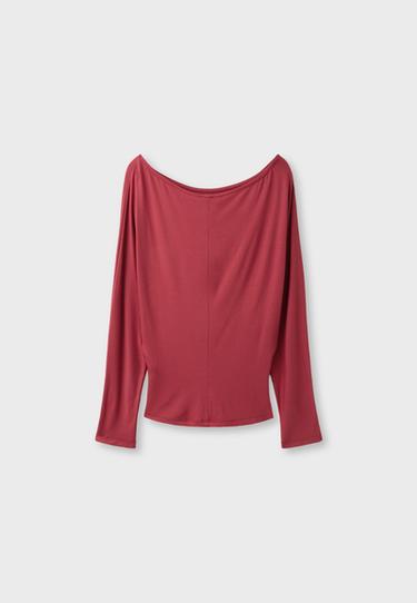 Asymmetric sash-effect top — Dark red 8