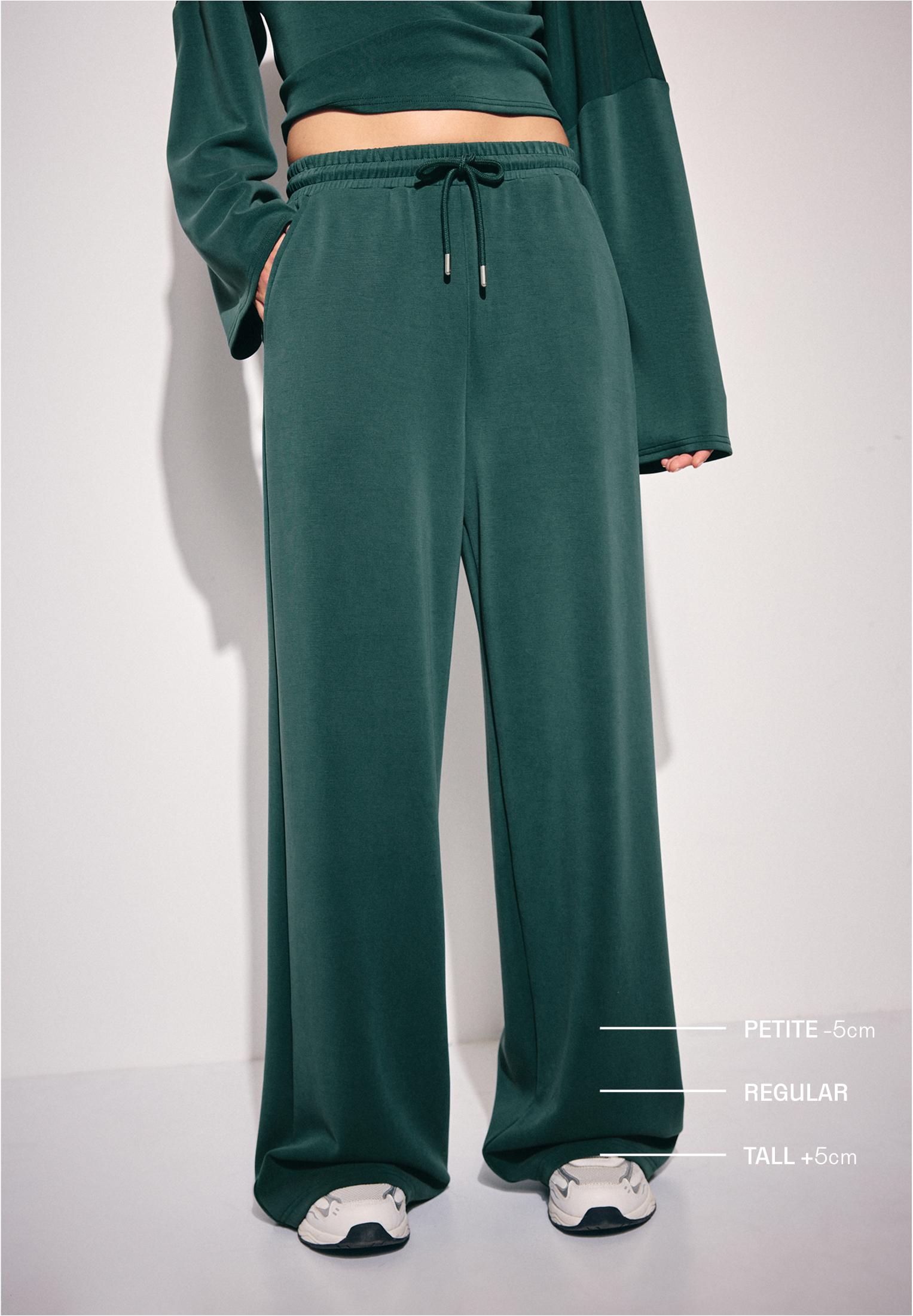 Stradivarius Παντελόνι Palazzo Jogger Με Απαλή Υφή Χακί Xs